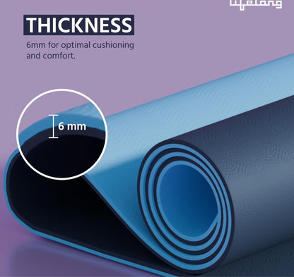 Lifelong 6mm Dual Color TPE Material Anti-Slip Yoga Mat